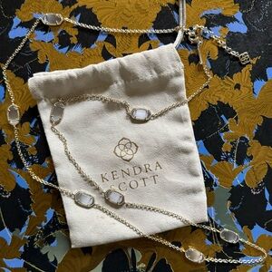 Kendra Scott Gold Necklace with Silver- Grey Stones